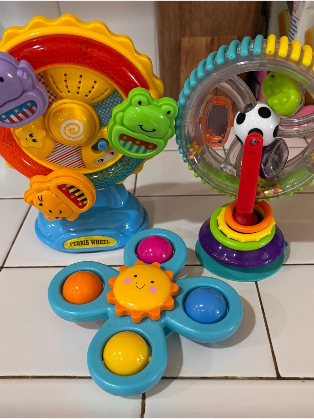 Colorful Baby Activity Ferris Wheel & Rattle Toy Set - Blue/Yellow/Green/Purple